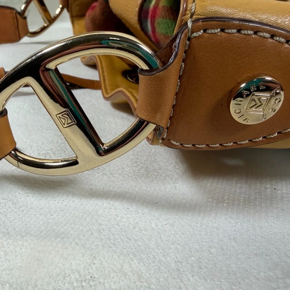 Michael Kors White And Tan Leather Bucket Bag